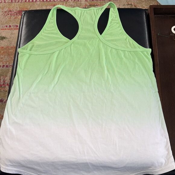 NIKE Loose Fit White/Green Ombré Loose Fit Racerback Tank Top - Picture 2 of 3